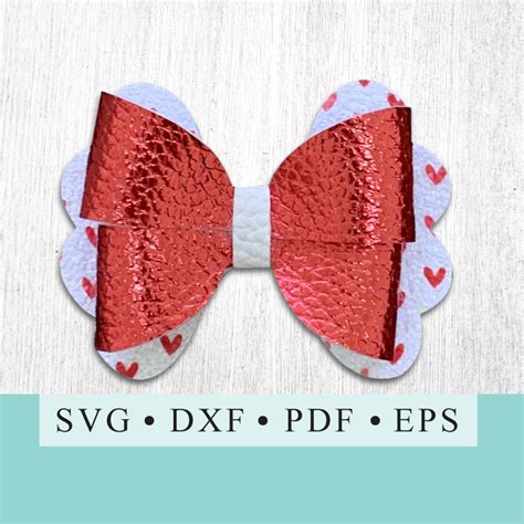 Bow Template Faux Leather Bow Svg Bow Svg Hair Bow Pdf Etsy
