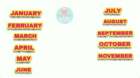 Learn The Months Name Name Of Months Months Name For Kids Months