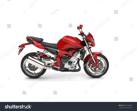 Beautiful Red Sports Motorcycle Side View Stock Illustration 781309969