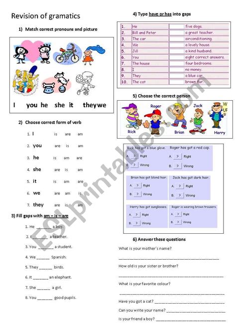 Revision Verb To Be Colours Numbers And Pronouns Esl
