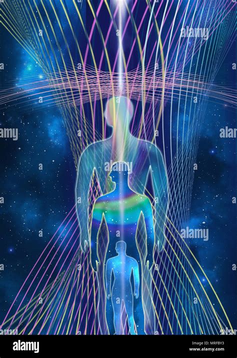 Consciousness Evolution Abstract Illustration Human With Universe On