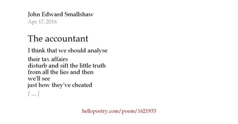 The Accountant By John Edward Smallshaw Hello Poetry
