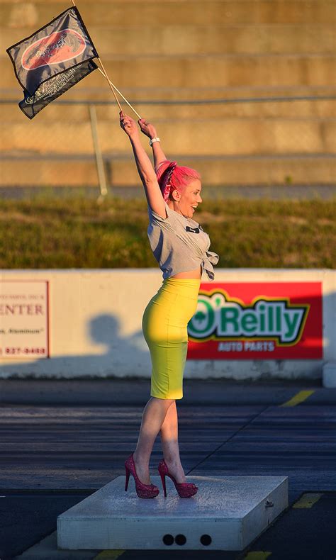 Retro Drag Racing Flag Girl At The Steel In Motion Nostalg Flickr