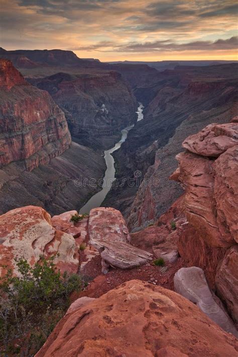 Colorado River Runs Through The Depth Of Grand Canyon Stock Photo
