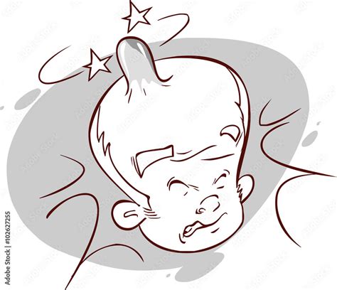 A Cartoon Man With A Painful Swollen Bump On His Head Stock Vector