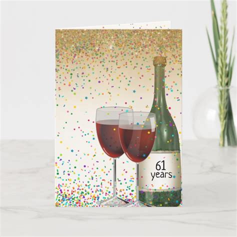 Happy 61st Anniversary Wine Card Zazzle