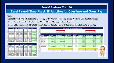 Excel And Business Math 30 Payroll Time Sheets If Function Sheet