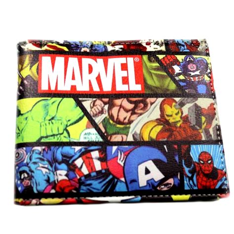Superheroes - Superheroes Marvel Comics Superheroes Grid Bi-fold Mens Boys Wallet with Gift Box 