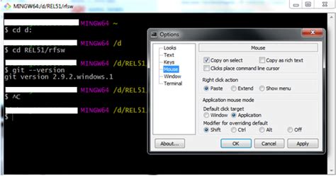 I installed git on my windows 10 a couple of months ago. When copy text from git-bash window through mouse ...
