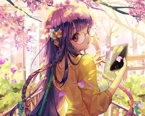 1036219 Illustration Long Hair Anime Anime Girls Glasses Purple