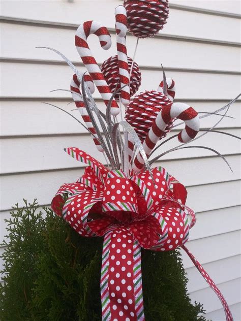 Red And White Candy Cane Tree Topper Bow Christmas Tree Topper Etsy