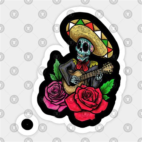 Day Of The Dead Mariachi Day Of The Dead Sticker Teepublic