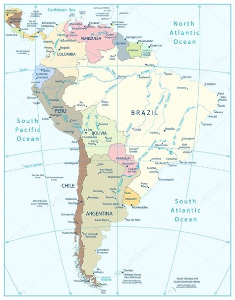 South America Political Map — Stock Vector © Livenart 103704614