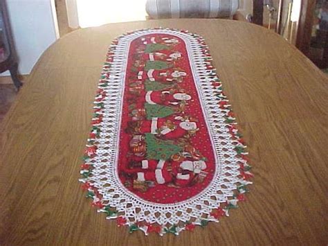 Crocheted Christmas Santa Table Runner Holiday By Bestdoilies