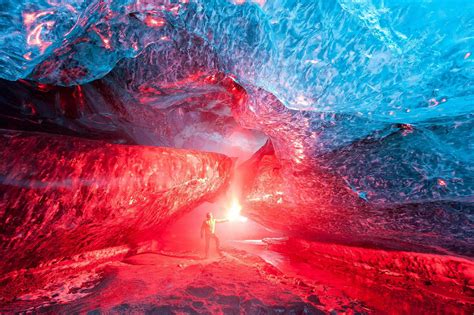 Wallpaper Men Colorful Nature Red Ice Cave Lava Geological