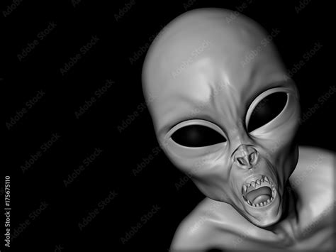 3d Evil Alien On Black Background Stock Illustration Adobe Stock