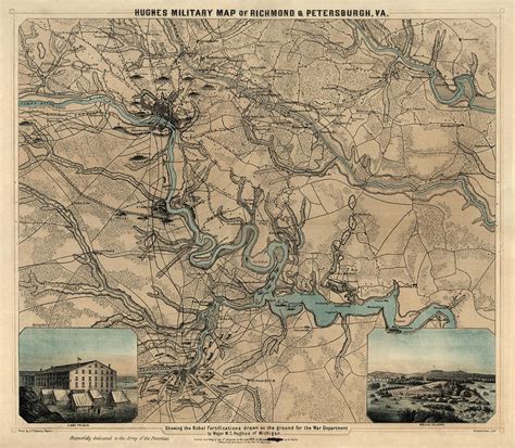 Antique Civil War Map Of Richmond And Petersburg Virginia By William C