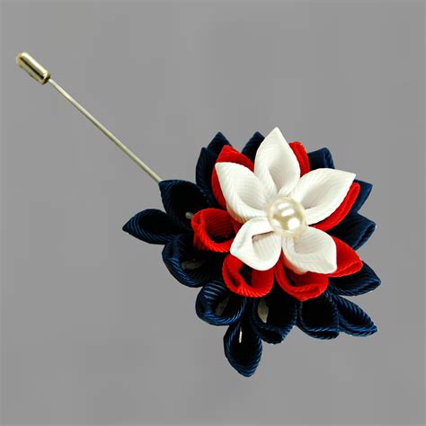 men s flower lapel pin kanzashi fabric flower brooch boutonniere lapel pin handmade wedding