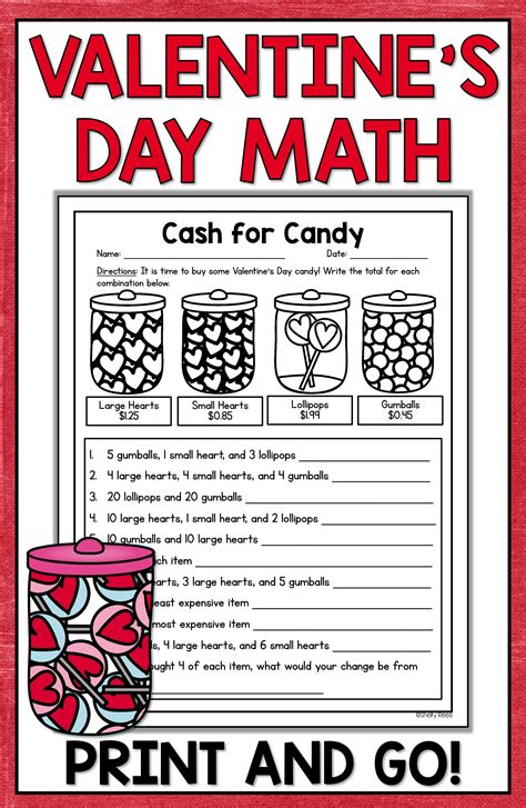 Valentines Day Math Worksheets Coloring And Reading Comprehension