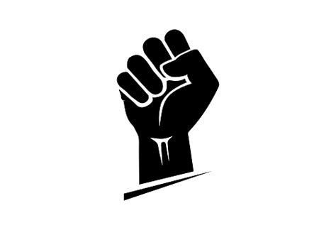 Black Hand Icon Raised In A Clenched Fist Freedom Sign And Protest