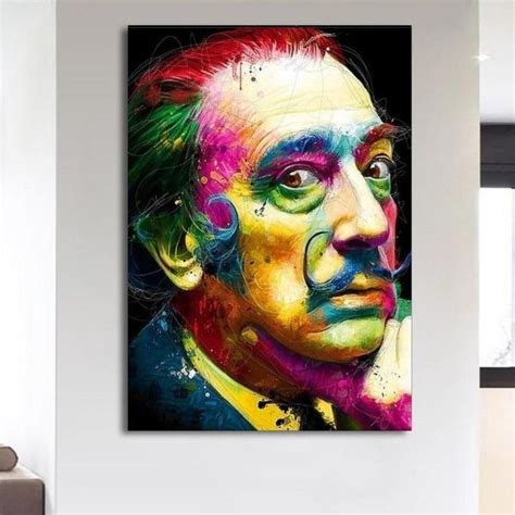 Colorful Abstract Salvador Dali Portrait Canvas Wall Art Decorzee
