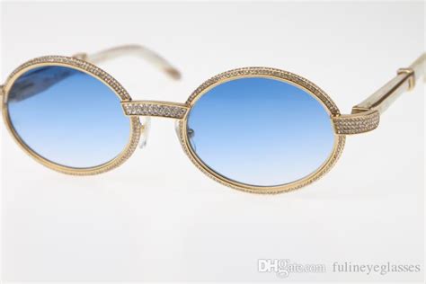 Vintage White Genuine Natural Glasses 7550178 Smaller Big Stones Sunglasses Round Unisex