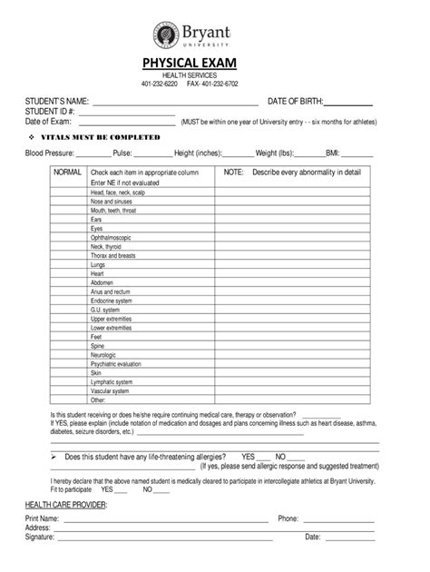 Generic Physical Exam Form Fill Out And Sign Online Dochub