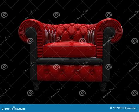 Red Leather Armchair Front View Stock Illustration Illustration Of