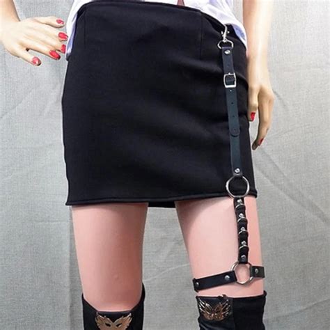 Fashion Rave Punk Rock Handcrafted Pu Leather Garter Belt Thigh High
