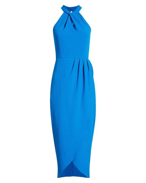 Julia Jordan Knot Neck Halter Dress In Blue Lyst