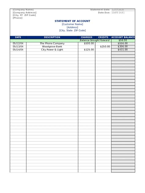 Statement Of Account Template Fill Online Printable Fillable Blank