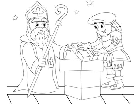 Sint en Piet op het Dak Kleurplaat Kleurplaten Printen op Minipret.nl