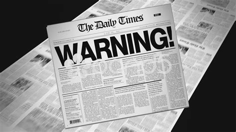 warning newspaper headline intro loops stock footage ad headline newspaper intro warning