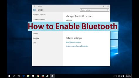 Select the bluetooth switch to turn it on or off as desired. How to Enable Bluetooth in Windows 10 - YouTube