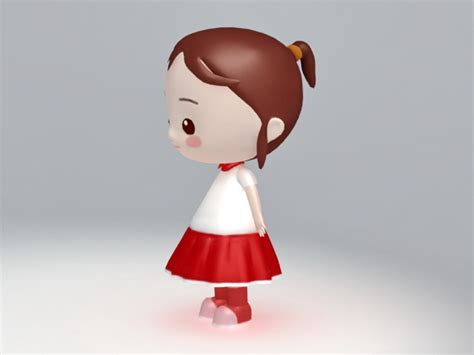 Cute Cartoon Girl 3d Model 3ds Maxmayaobject Files Free Download