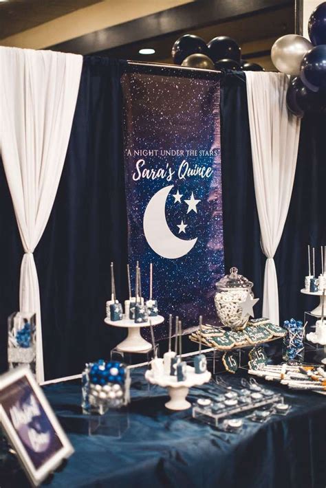 What's more, table cloths are perfect decorations as well. " A night under the stars" Quinceañera Party Ideas | Star ...