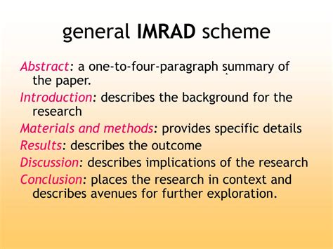Imrad (introduction, methods, research and discussion) is a mnemonic for a common format used for academic 'scientific' research papers. PPT - Article Writing PowerPoint Presentation, free download - ID:7059694