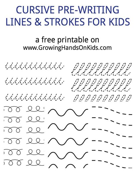 Cursive Pre-Writing Lines & Strokes For Kids Printable Packet | Cursive