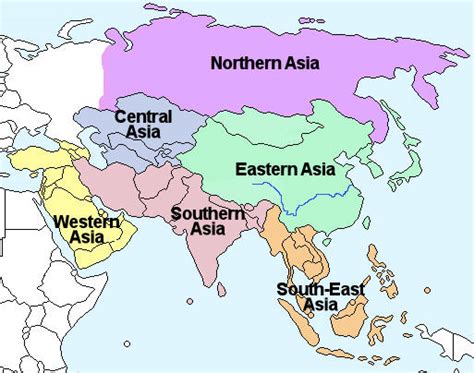 Map Of Asia With 5 Regions