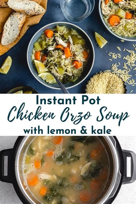 Add the chicken and juice of both of the lemon halves and heat. Instant Pot Chicken Orzo Soup (with Lemon and Kale ...