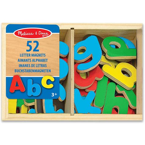 Melissa And Doug Wooden Letter Alphabet Magnets In A Box 52 Pieces