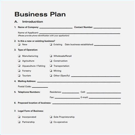 Blank Business Plan Template Word Business Plan Template Word One