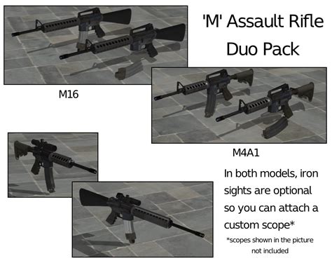 M Assault Rifle Duo Pack M16 And M4a1 Rigged By Progammernetwork