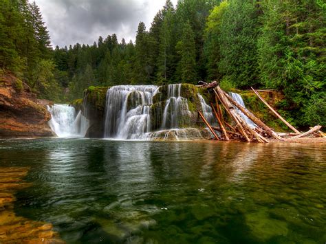Pinchot Ford Forest Waterfall Beautiful Landscape Lower Lewis River Falls Washington United