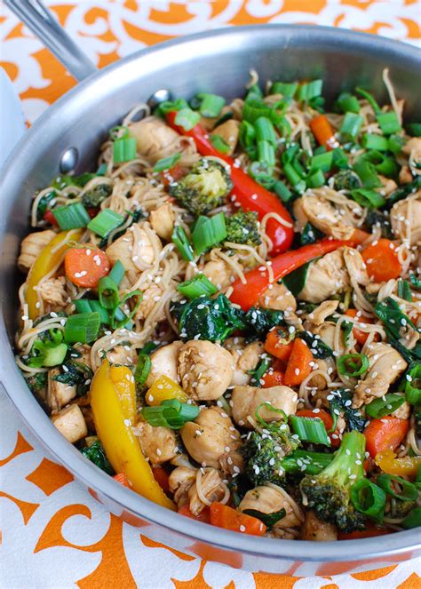 Then tossed in a lightly sweet sauce made with honey, soy sauce, and sesame oil. Easy Chicken Ramen Noodle Stir Fry Image 1 - A Cedar Spoon