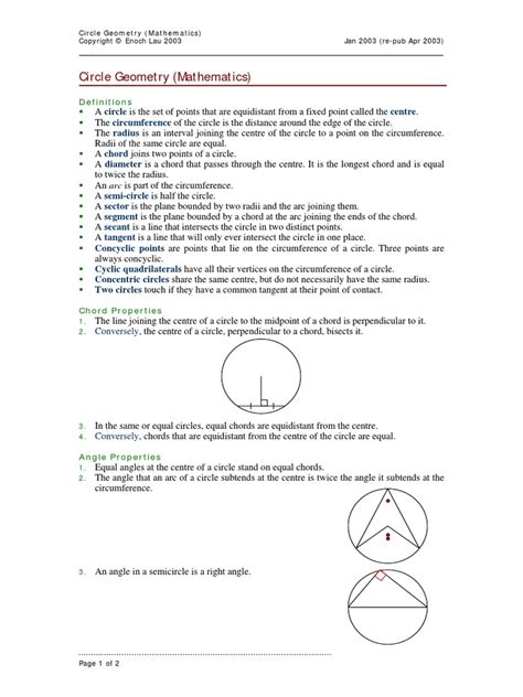 Circle Geometry Notes Pdf Circle Perpendicular