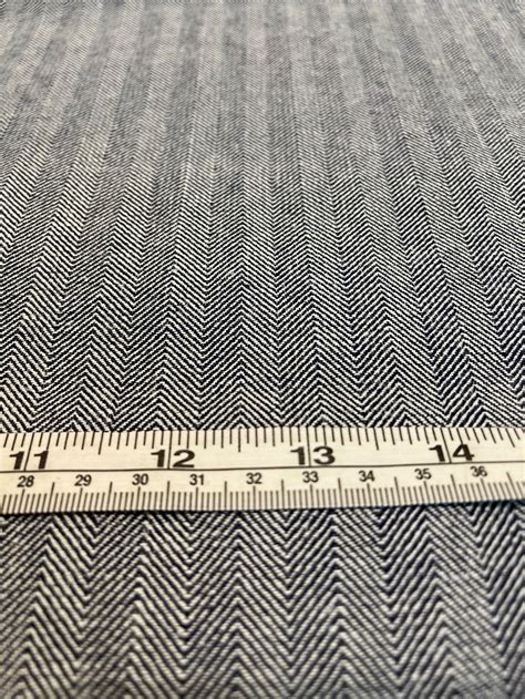 Herringbone Denim Fabric Blue Cotton Upholstery Slipcovers Etsy
