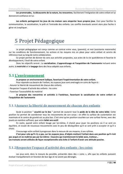 Présentation de mon projet d'accueil  Emmanuelle  Assistante