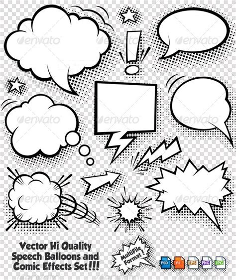 Download as svg vector, transparent png, eps or psd. Comic Bubbles and Elements | Comic bubble, Cartoon clouds ...