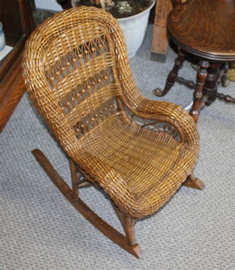 Bargain Johns Antiques Antique Wicker Childs Rocking Chair